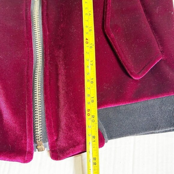 ASO Hailey Bieber Sandro Paris Ventura Velvet Bomber Jacket Size Small Cranberry - Picture 16 of 16
